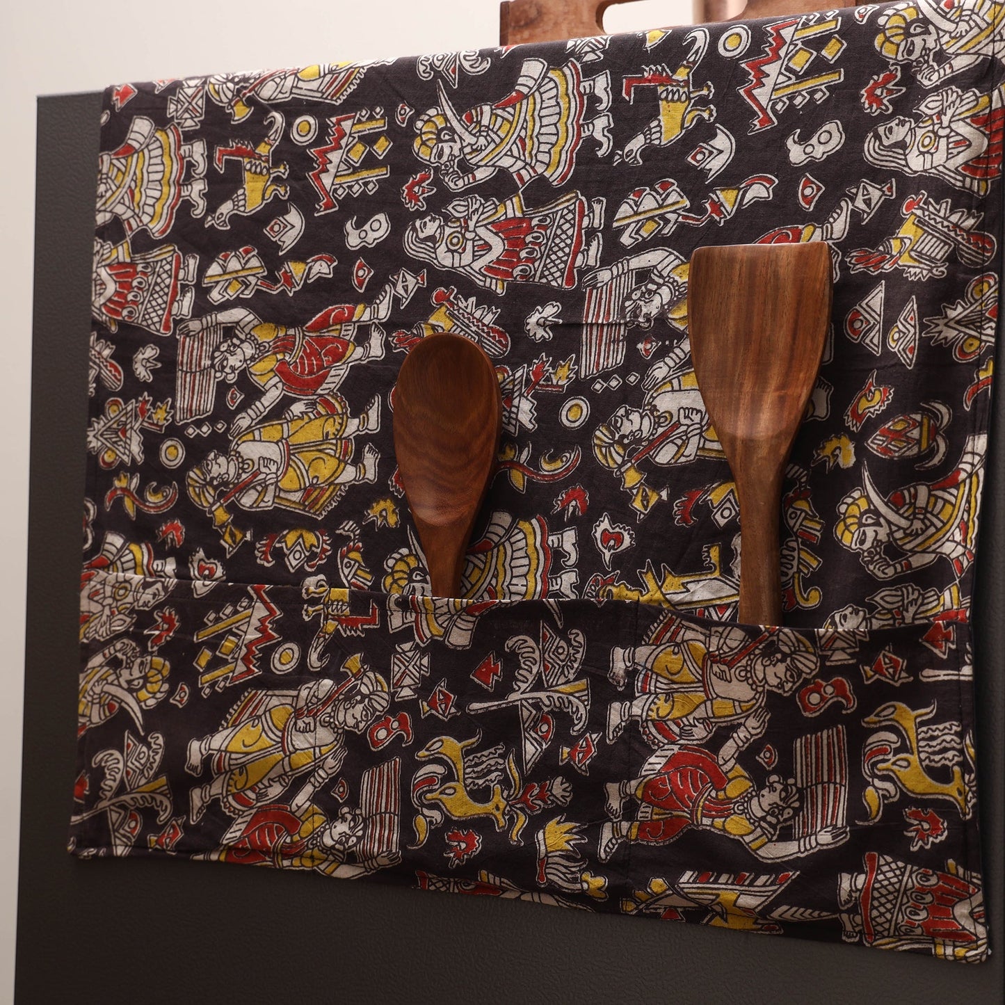Handmade fridge top cover with multiple pockets 01