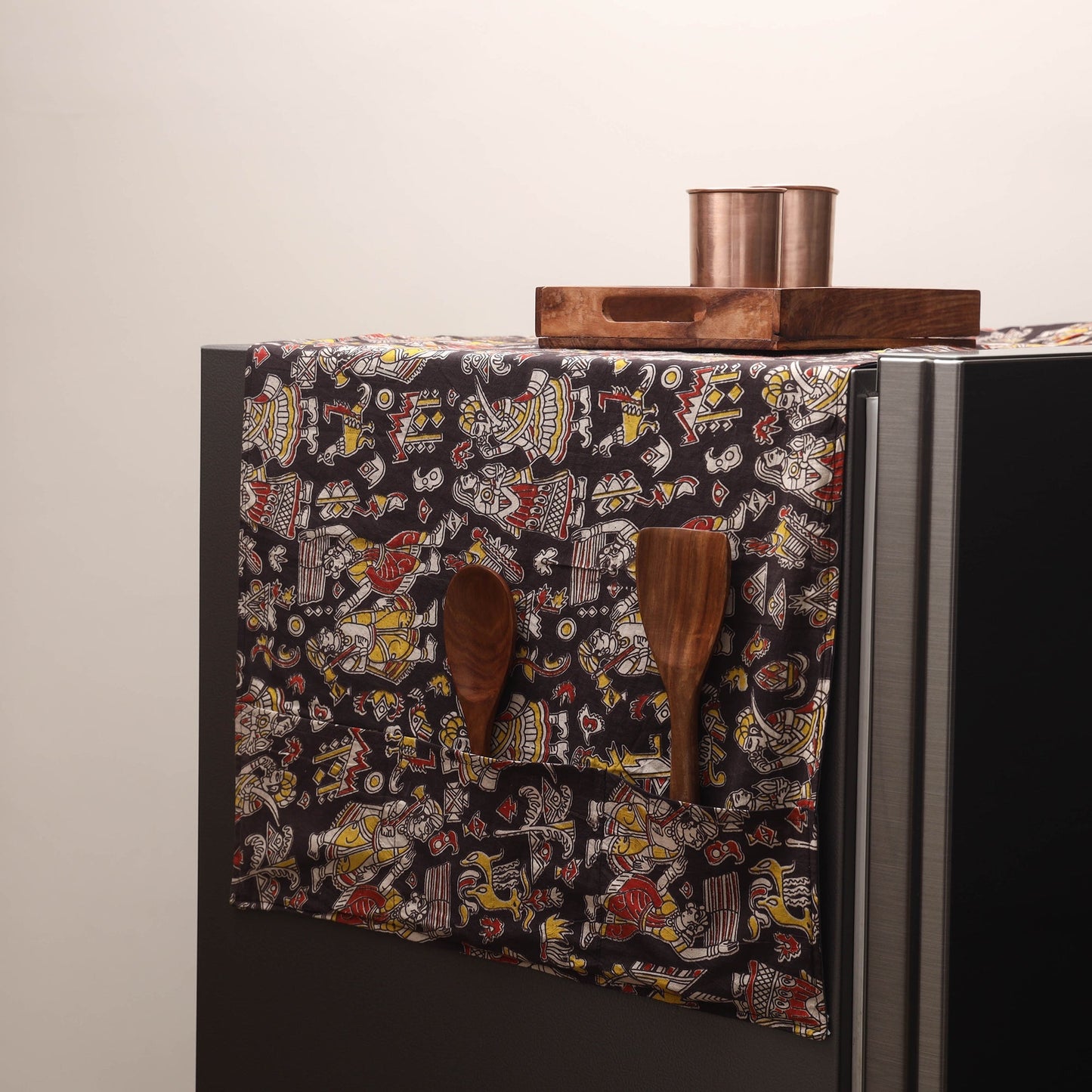 Handmade fridge top cover with multiple pockets 01