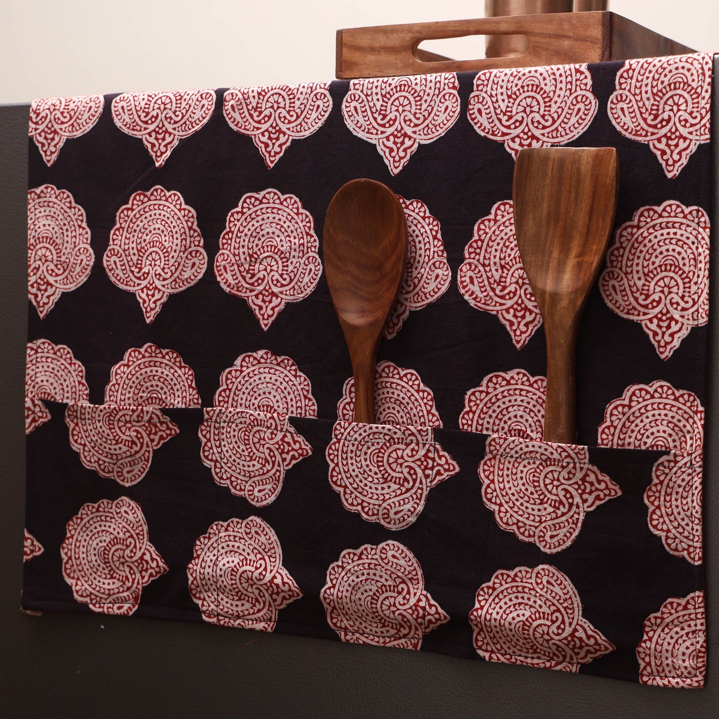 Handmade fridge top cover with multiple pockets 119