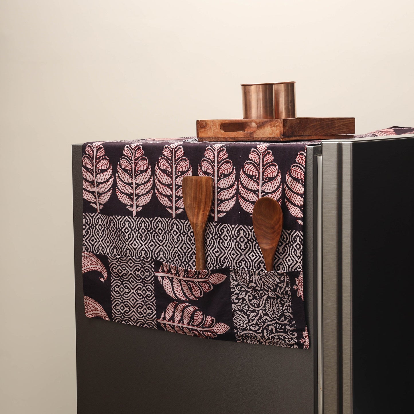 Handmade fridge top cover with multiple pockets 23