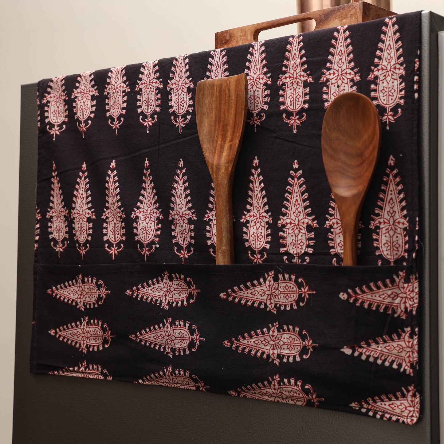 Handmade fridge top cover with multiple pockets 26