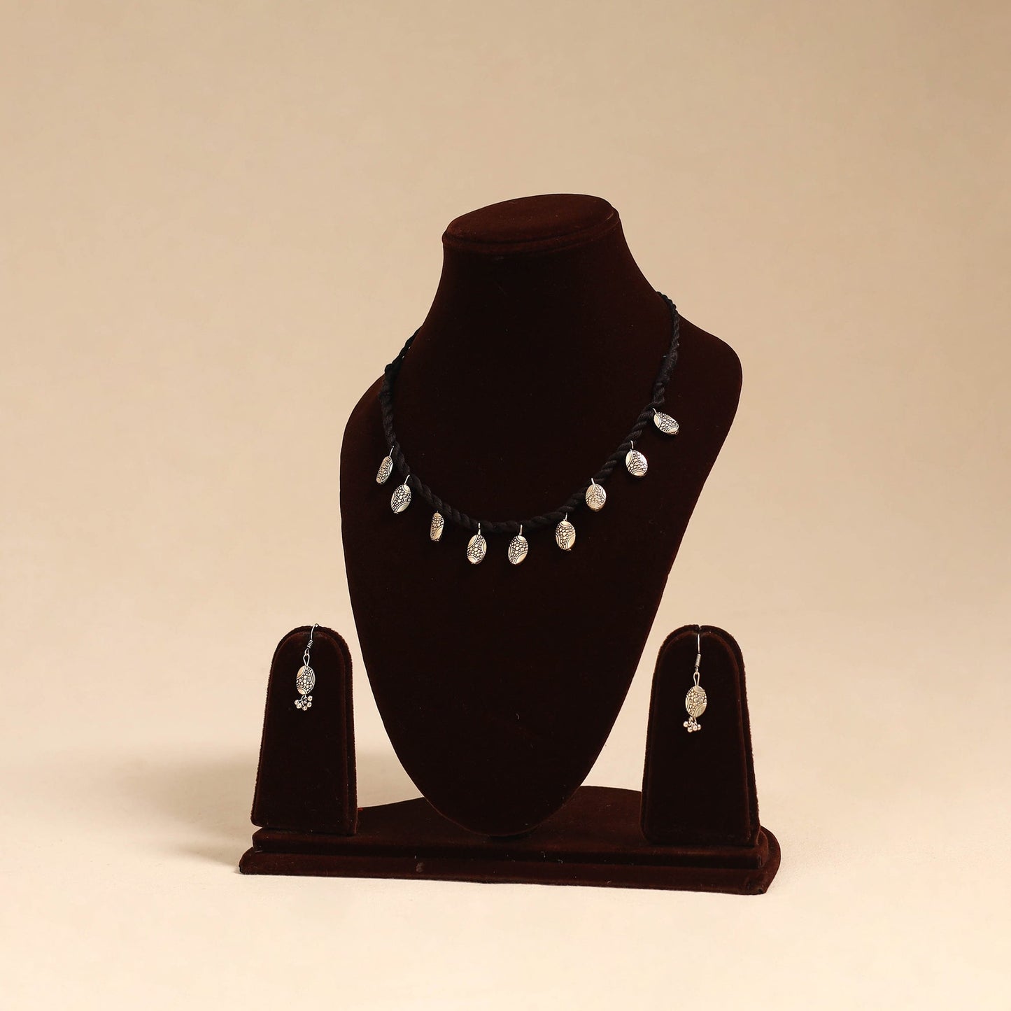 Black - handmade german silver necklace set 07 - handcrafted