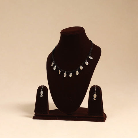 Black - handmade german silver necklace set 07 - handcrafted