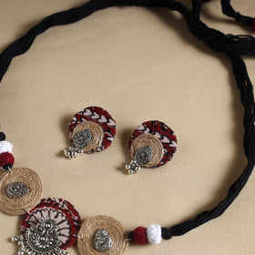 Black - handmade gs jute fabart necklace set 08
