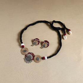 Black - handmade gs jute fabart necklace set 08