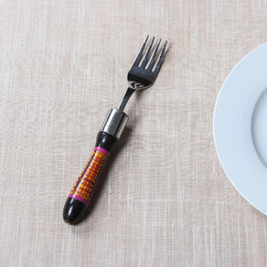 Black Handmade Kutch Lacquered Wooden Handle Steel Fork
