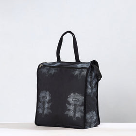 Black Handmade Nui Shibori Tie-Dye Cotton Shopping Bag 09