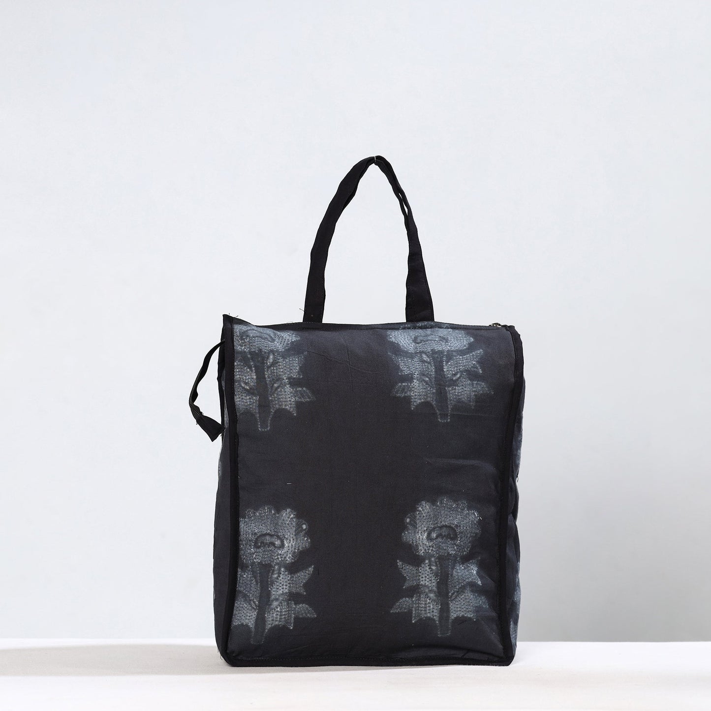 Black Handmade Nui Shibori Tie-Dye Cotton Shopping Bag 09