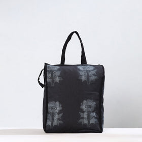 Black Handmade Nui Shibori Tie-Dye Cotton Shopping Bag 09