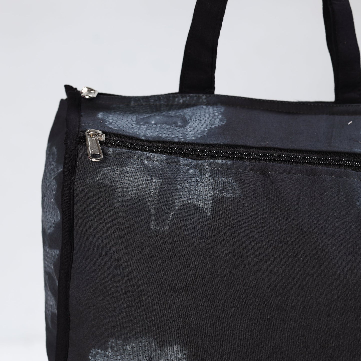 Black Handmade Nui Shibori Tie-Dye Cotton Shopping Bag 09