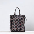 Black Handmade Ajrakh Block Printed Cotton Shopping Bag 01 