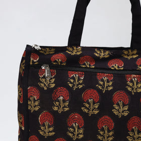 Black Handmade Ajrakh Block Printed Cotton Shopping Bag 01