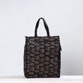 Black Handmade Ajrakh Block Printed Cotton Shopping Bag 01