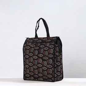 Black Handmade Ajrakh Block Printed Cotton Shopping Bag 01