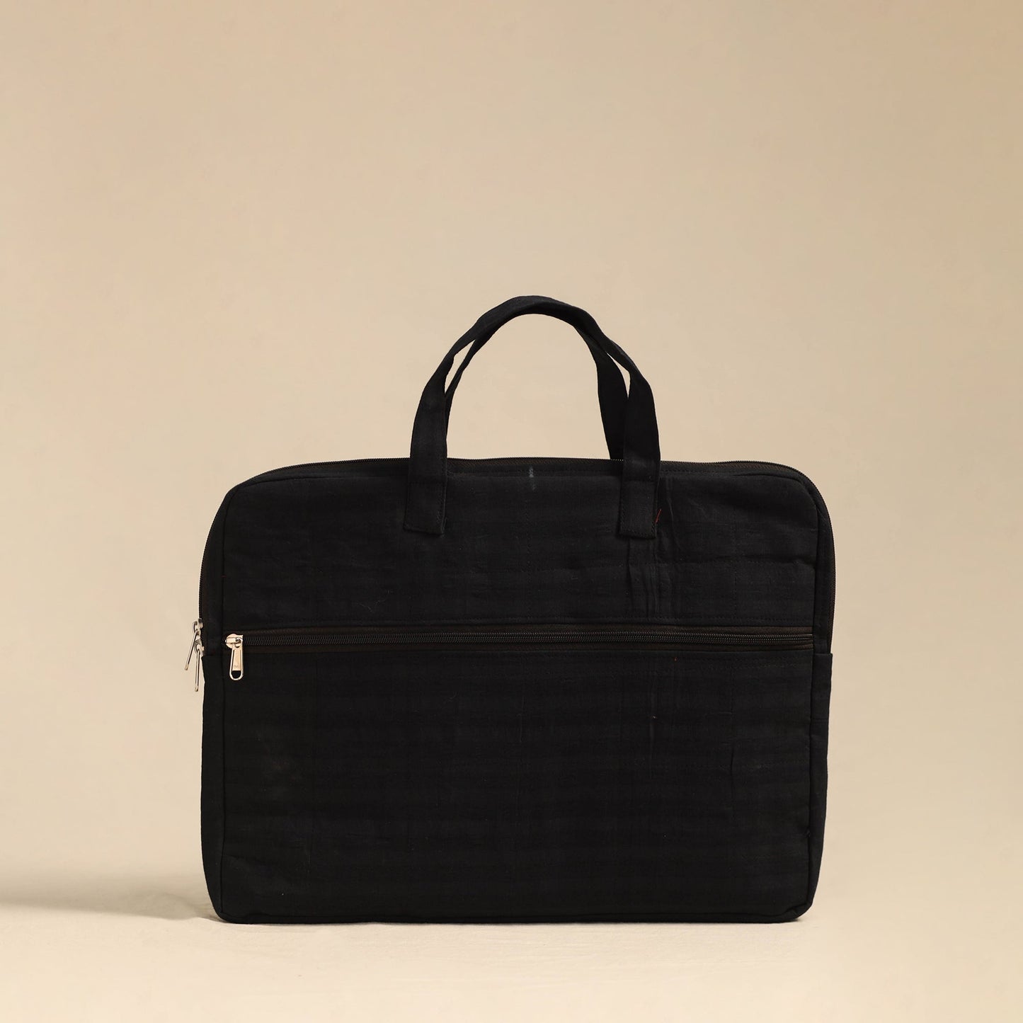 Shop Black Handmade Quilted Cotton Laptop Bag 