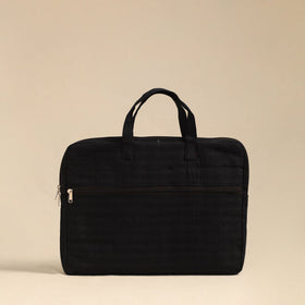 Shop Black Handmade Quilted Cotton Laptop Bag 