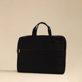 Shop Black Handmade Quilted Cotton Laptop Bag 