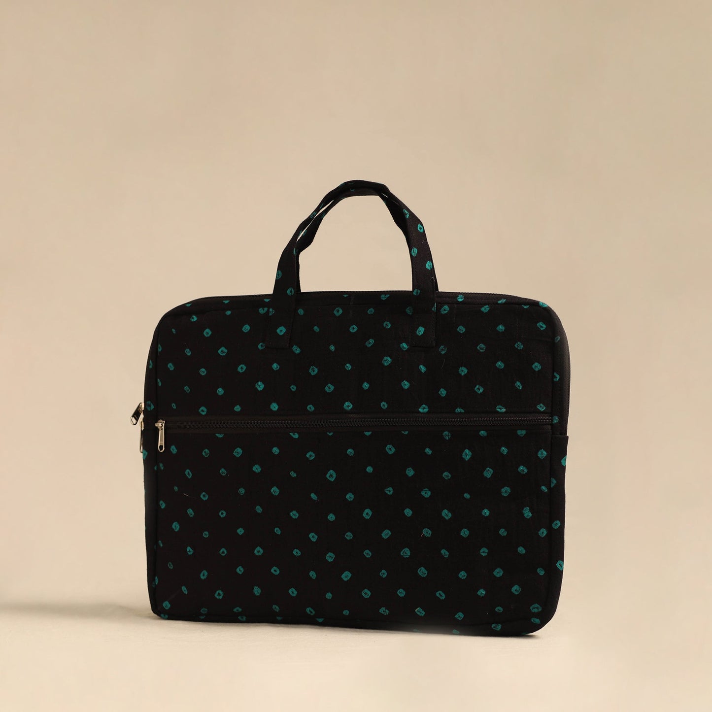 Shop Black Handmade Quilted Cotton Laptop Bag 