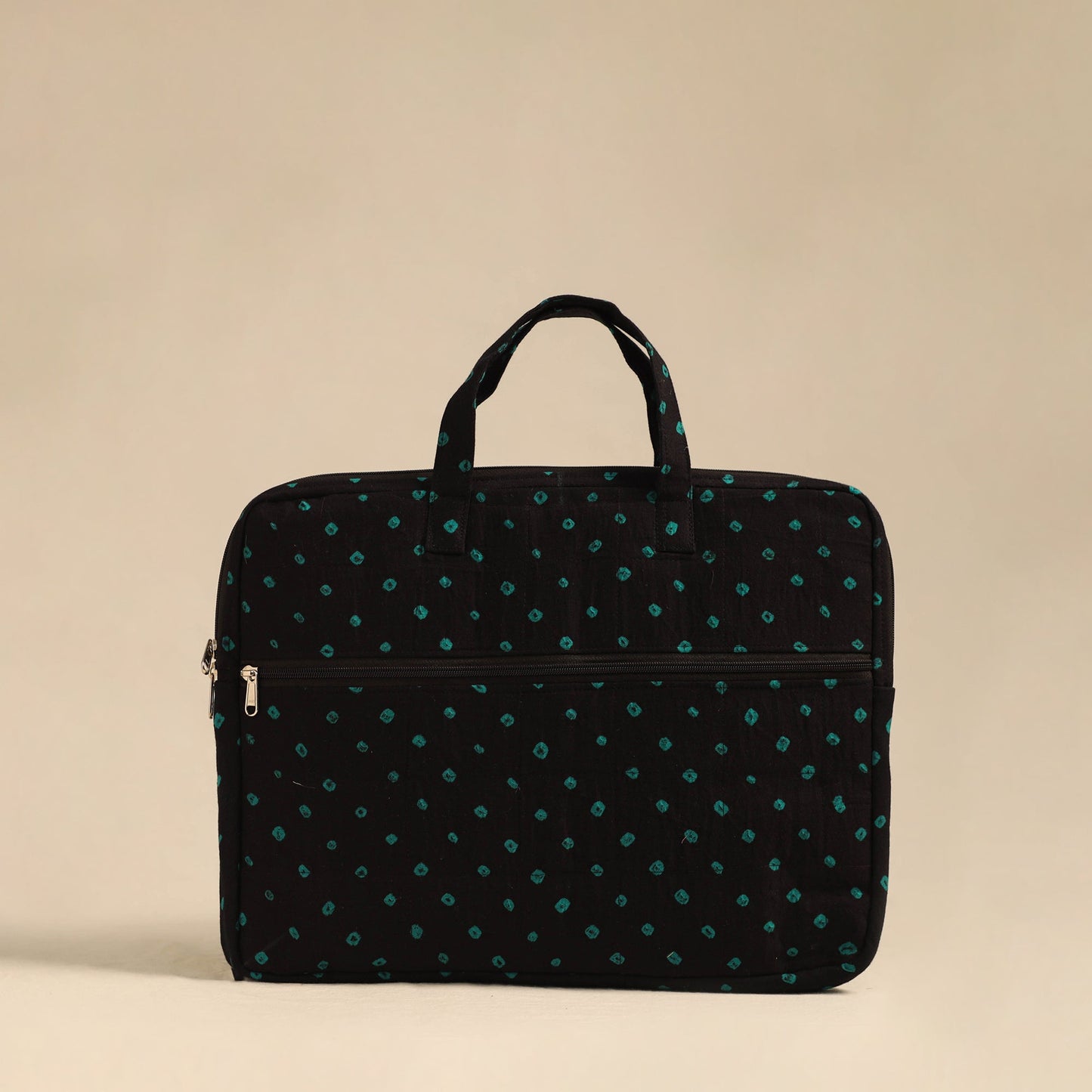 Shop Black Handmade Quilted Cotton Laptop Bag 