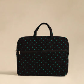 Shop Black Handmade Quilted Cotton Laptop Bag 