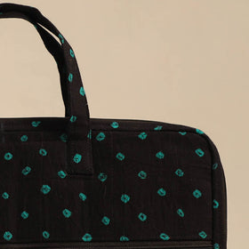 Shop Black Handmade Quilted Cotton Laptop Bag 