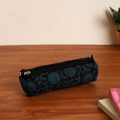  Black Handmade Quilted Cotton Pencil Pouch