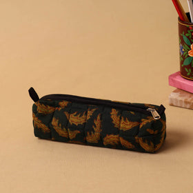 Black Handmade Quilted Cotton Pencil Pouch