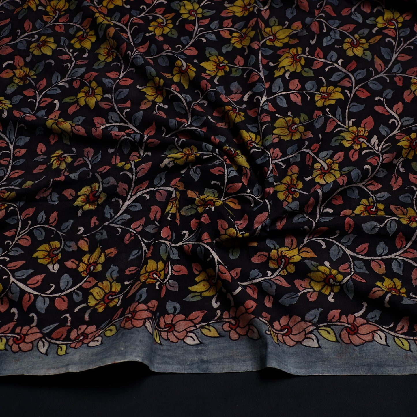 Buy Black Handpainted Cotton Kalamkari Blouse Piece