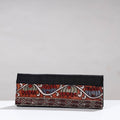 Black Handpainted Kalamkari Ghicha Silk Clutch