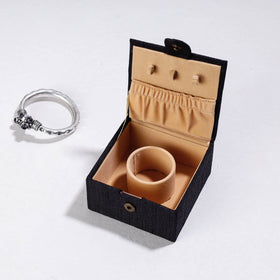 Black Handpainted Kalamkari Natural Dyed Ghicha Silk Bangle Box (Small)