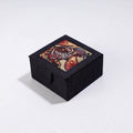 Black Handpainted Kalamkari Natural Dyed Ghicha Silk Bangle Box (Small)