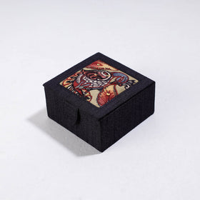 Black Handpainted Kalamkari Natural Dyed Ghicha Silk Bangle Box (Small)