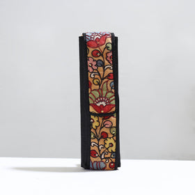 Black Handpainted Kalamkari Natural Dyed Ghicha Silk Earrings Pouch 15