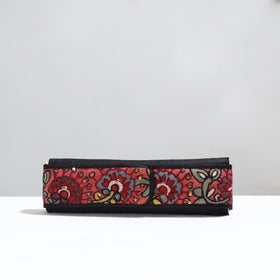 Black Handpainted Kalamkari Natural Dyed Ghicha Silk Earrings Pouch 14