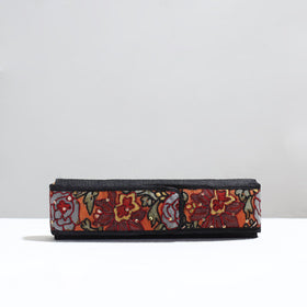 Black Handpainted Kalamkari Natural Dyed Ghicha Silk Earrings Pouch 17 