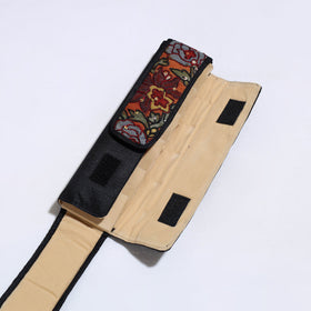 Black Handpainted Kalamkari Natural Dyed Ghicha Silk Earrings Pouch 17 