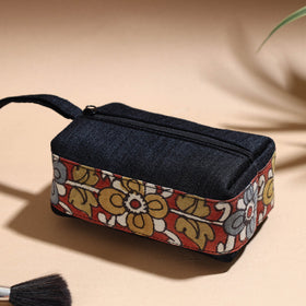  Handpainted Kalamkari Natural Dyed Ghicha Silk Multipurpose Cosmetic/Toiletry Pouch 