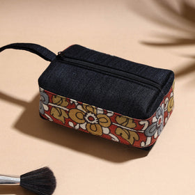  Handpainted Kalamkari Natural Dyed Ghicha Silk Multipurpose Cosmetic/Toiletry Pouch 