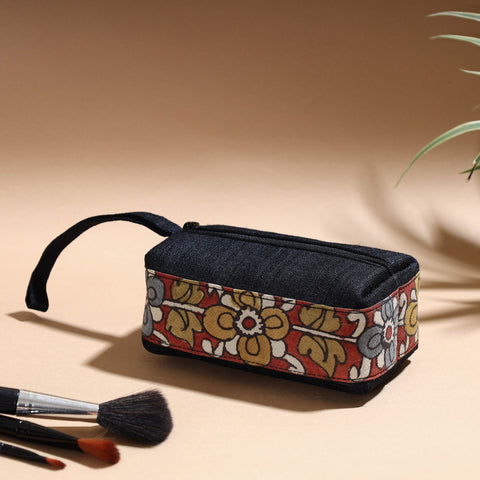  Handpainted Kalamkari Natural Dyed Ghicha Silk Multipurpose Cosmetic/Toiletry Pouch 