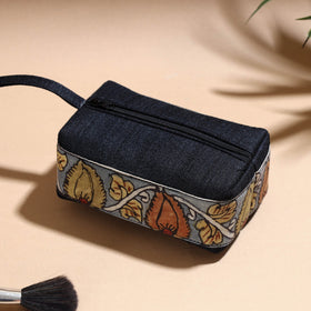  Handpainted Kalamkari Natural Dyed Ghicha Silk Multipurpose Cosmetic/Toiletry Pouch 