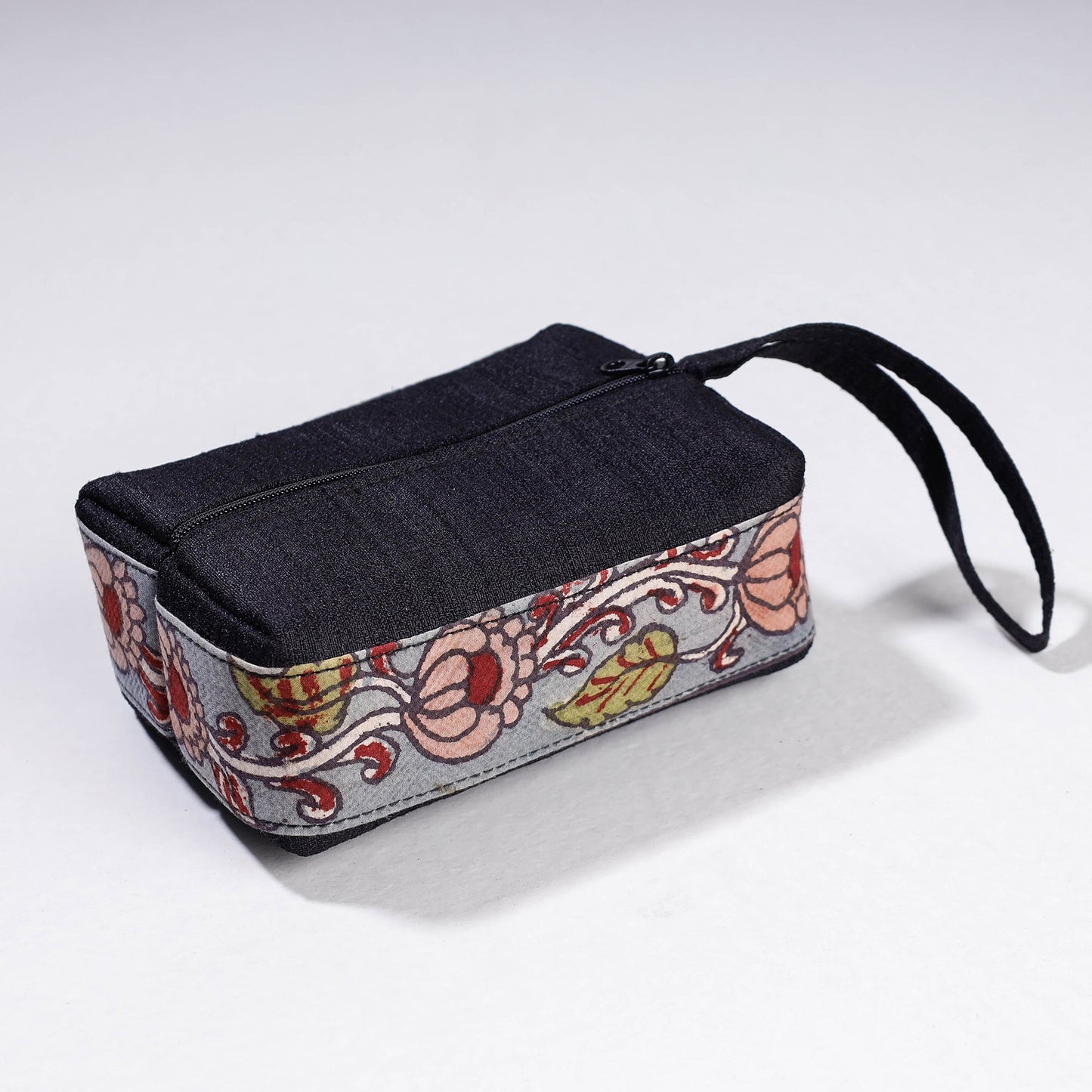  Handpainted Kalamkari Natural Dyed Ghicha Silk Multipurpose Cosmetic/Toiletry Pouch 