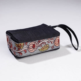  Handpainted Kalamkari Natural Dyed Ghicha Silk Multipurpose Cosmetic/Toiletry Pouch 