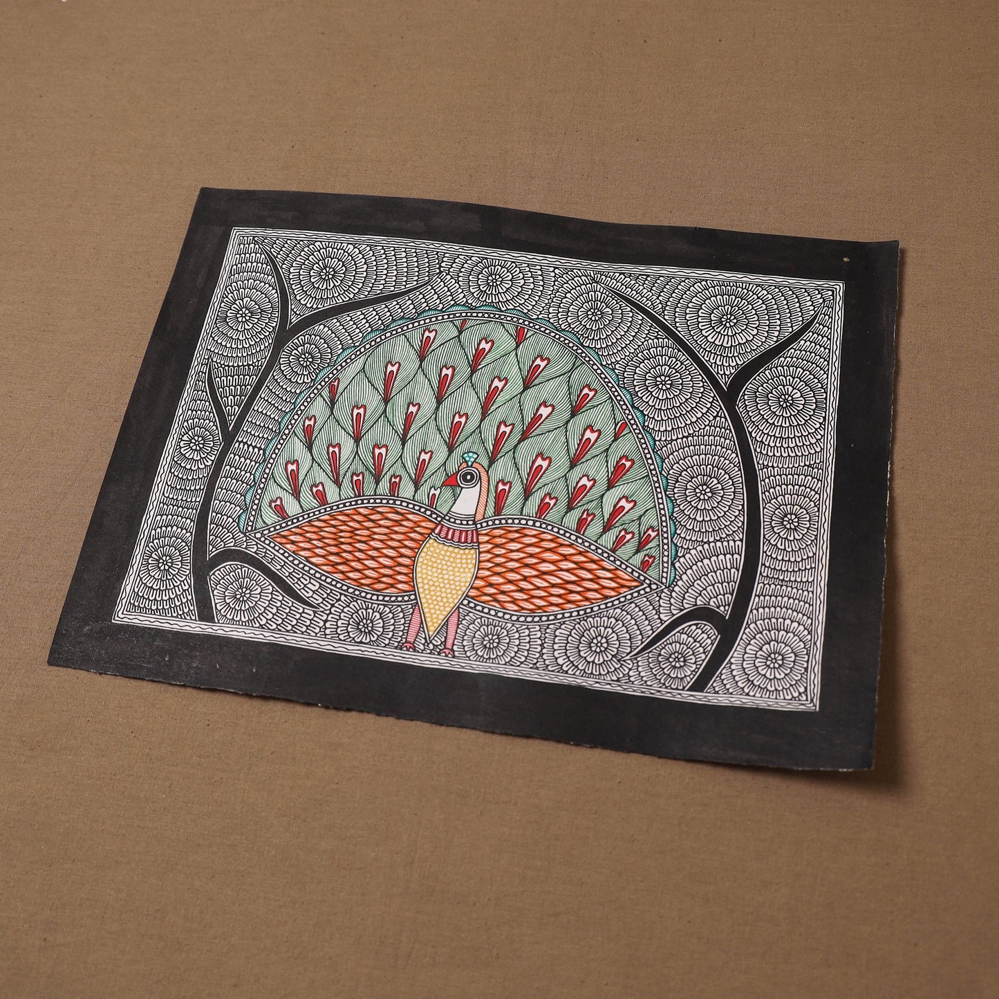 Handpainted madhubani painting by hira devi (11 x 15 in)