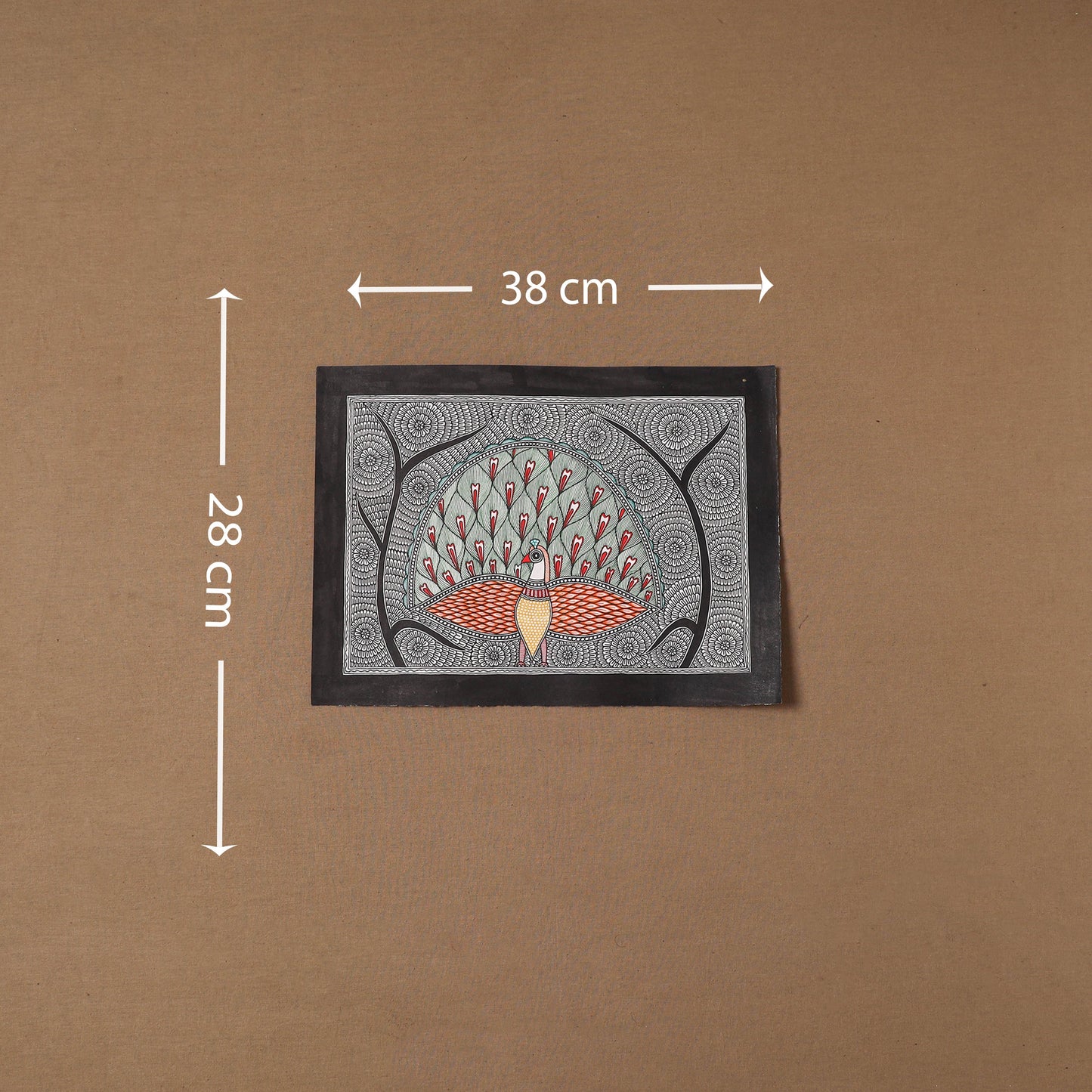 Handpainted madhubani painting by hira devi (11 x 15 in)