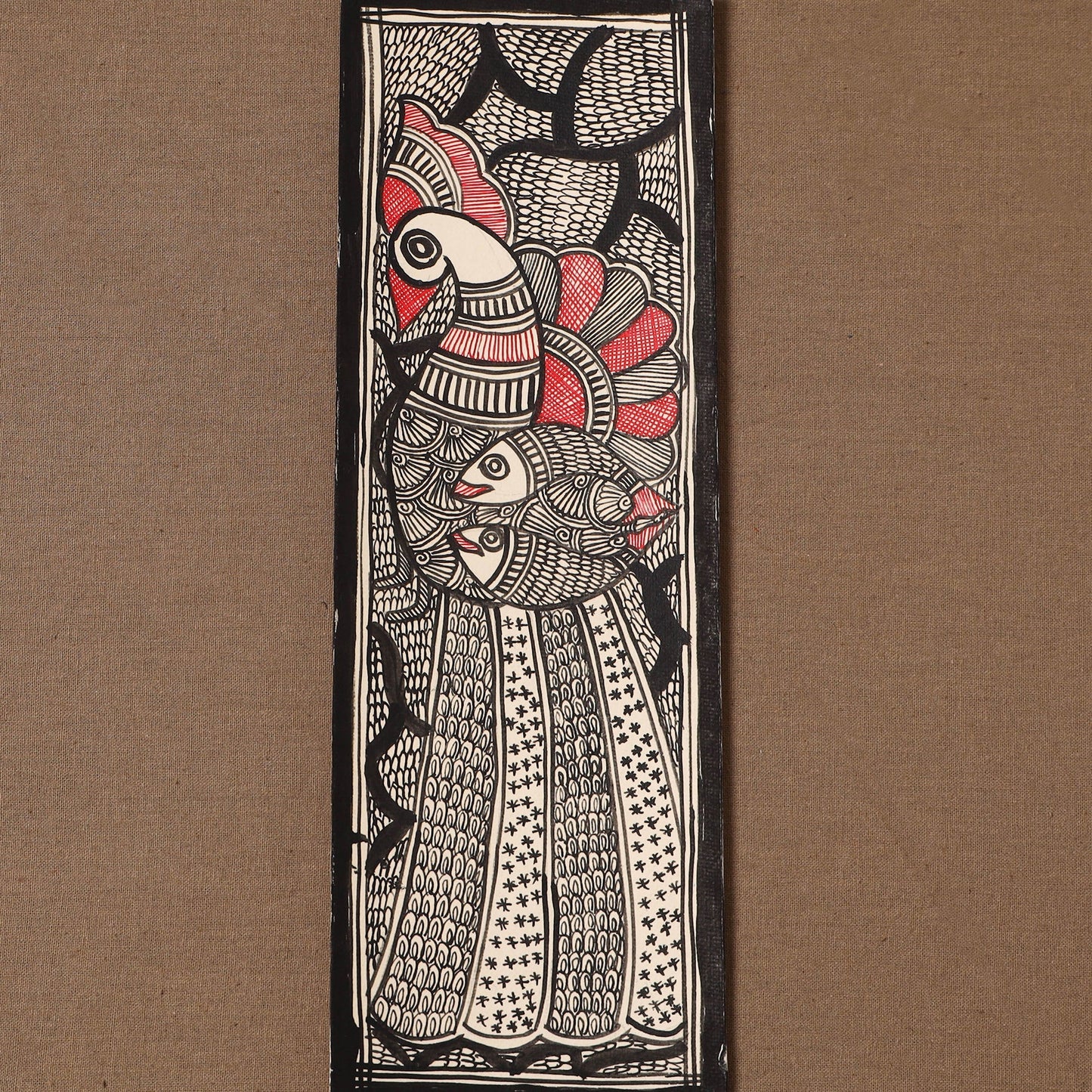 Handpainted madhubani painting by hira devi (11 x 3 in) 77