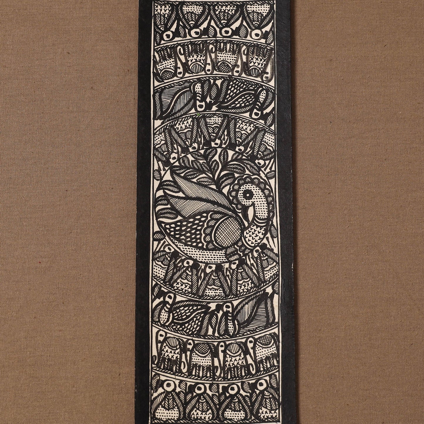 Handpainted madhubani painting by hira devi (11 x 3 in) 85