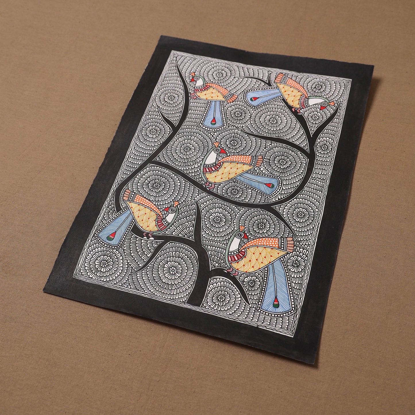 Handpainted madhubani painting by hira devi (15 x 11 in)