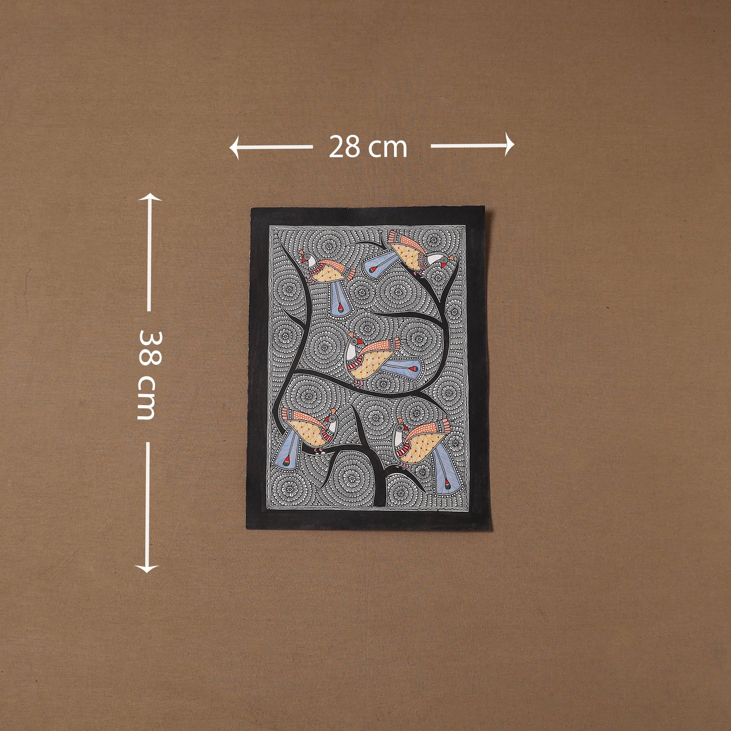 Handpainted madhubani painting by hira devi (15 x 11 in)