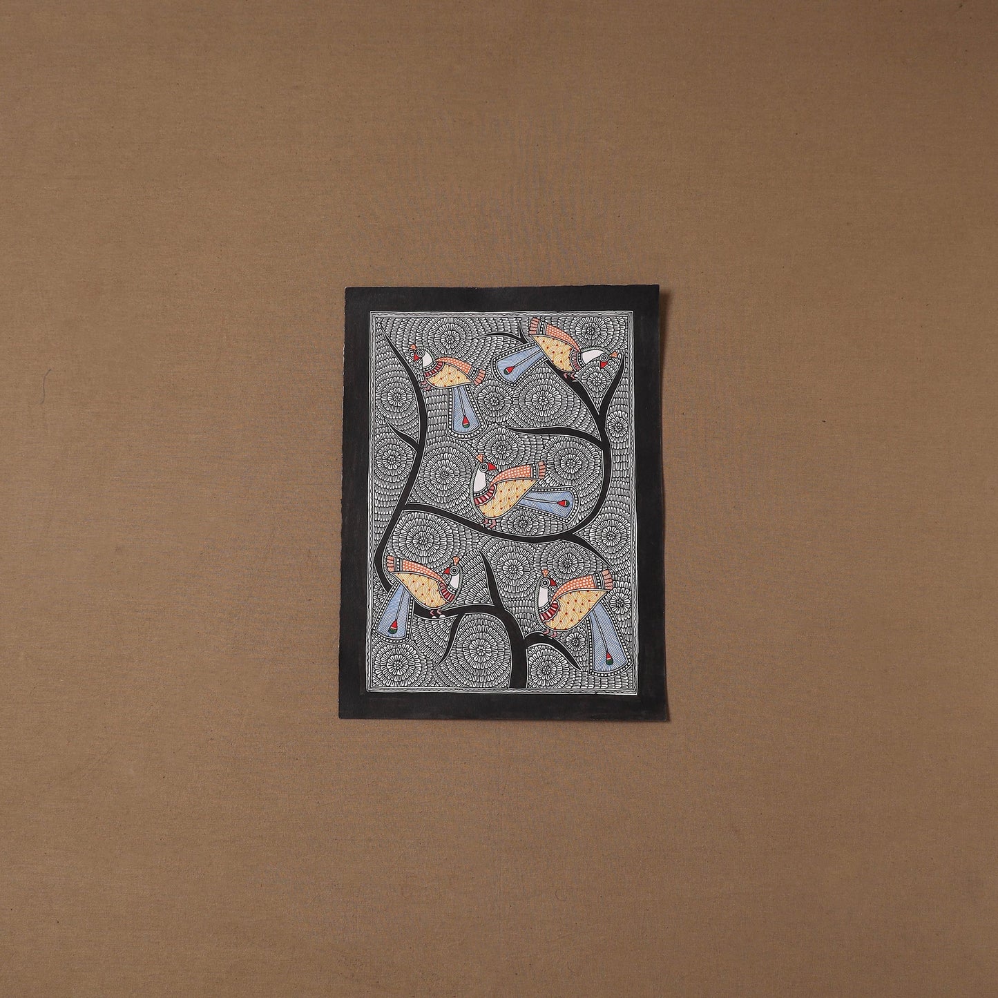 Handpainted madhubani painting by hira devi (15 x 11 in)