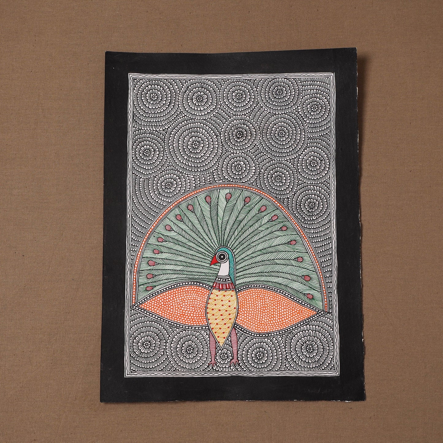 Handpainted madhubani painting by hira devi (15 x 11 in)